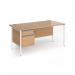 Contract 25 straight desk with 2 drawer pedestal and white H-Frame leg 1600mm x 800mm - beech top CH16S2-WH-B