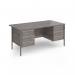Contract 25 straight desk with 3 and 3 drawer pedestals and graphite H-Frame leg 1600mm x 800mm - grey oak top CH16S33-G-GO