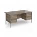 Contract 25 straight desk with 3 and 3 drawer pedestals and graphite H-Frame leg 1600mm x 800mm - Nebraska Oak Top CH16S33-G-NO
