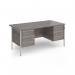 Contract 25 straight desk with 3 and 3 drawer pedestals and silver H-Frame leg 1600mm x 800mm - grey oak top CH16S33-S-GO