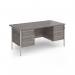 Contract 25 straight desk with 3 and 3 drawer pedestals and white H-Frame leg 1600mm x 800mm - grey oak top CH16S33-WH-GO