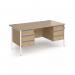 Contract 25 straight desk with 3 and 3 drawer pedestals and white H-Frame leg 1600mm x 800mm - kendal oak top CH16S33-WH-KO