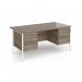 Contract 25 straight desk with 3 and 3 drawer pedestals and white H-Frame leg 1600mm x 800mm - Nebraska Oak Top CH16S33-WH-NO