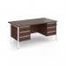 Contract 25 straight desk with 3 and 3 drawer pedestals and white H-Frame leg 1600mm x 800mm - walnut top CH16S33-WH-W