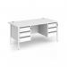 Contract 25 straight desk with 3 and 3 drawer pedestals and white H-Frame leg 1600mm x 800mm - white top CH16S33-WH-WH