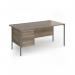 Contract 25 straight desk with 3 drawer pedestal and graphite H-Frame leg 1600mm x 800mm - Nebraska Oak top CH16S3-G-NO
