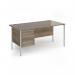 Contract 25 straight desk with 3 drawer pedestal and silver H-Frame leg 1600mm x 800mm - Nebraska Oak top CH16S3-S-NO