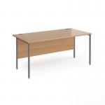 Contract 25 straight desk with graphite H-Frame leg 1600mm x 800mm - beech top