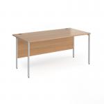 Contract 25 straight desk with silver H-Frame leg 1600mm x 800mm - beech top
