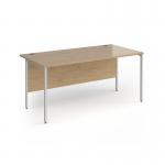 Contract 25 straight desk with silver H-Frame leg 1600mm x 800mm - kendal oak top CH16S-S-KO