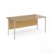 Contract 25 straight desk with silver H-Frame leg 1600mm x 800mm - oak top CH16S-S-O