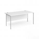 Contract 25 straight desk with silver H-Frame leg 1600mm x 800mm - white top CH16S-S-WH