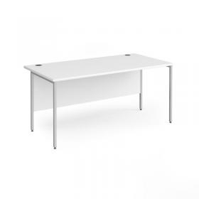 Contract 25 straight desk with silver H-Frame leg 1600mm x 800mm - white top CH16S-S-WH