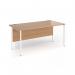 Contract 25 straight desk with white H-Frame leg 1600mm x 800mm - beech top CH16S-WH-B