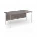Contract 25 straight desk with white H-Frame leg 1600mm x 800mm - grey oak top CH16S-WH-GO
