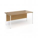 Contract 25 straight desk with white H-Frame leg 1600mm x 800mm - oak top CH16S-WH-O