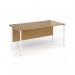 Contract 25 straight desk with white H-Frame leg 1600mm x 800mm - oak top CH16S-WH-O