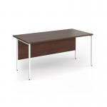 Contract 25 straight desk with white H-Frame leg 1600mm x 800mm - walnut top CH16S-WH-W