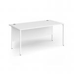 Contract 25 straight desk with white H-Frame leg 1600mm x 800mm - white top CH16S-WH-WH
