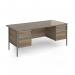 Contract 25 straight desk with 2 and 2 drawer pedestals and graphite H-Frame leg 1800mm x 800mm - Nebraska Oak Top CH18S22-G-NO