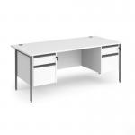 Contract 25 straight desk with 2 and 2 drawer pedestals and graphite H-Frame leg 1800mm x 800mm - white top CH18S22-G-WH