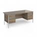 Contract 25 straight desk with 2 and 2 drawer pedestals and silver H-Frame leg 1800mm x 800mm - Nebraska Oak Top CH18S22-S-NO