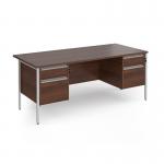 Contract 25 straight desk with 2 and 2 drawer pedestals and silver H-Frame leg 1800mm x 800mm - walnut top CH18S22-S-W
