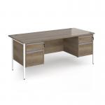 Contract 25 straight desk with 2 and 2 drawer pedestals and white H-Frame leg 1800mm x 800mm - Nebraska Oak Top CH18S22-WH-NO