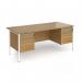 Contract 25 straight desk with 2 and 2 drawer pedestals and white H-Frame leg 1800mm x 800mm - oak top CH18S22-WH-O