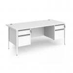 Contract 25 straight desk with 2 and 2 drawer pedestals and white H-Frame leg 1800mm x 800mm - white top CH18S22-WH-WH