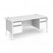 Contract 25 straight desk with 2 and 2 drawer pedestals and white H-Frame leg 1800mm x 800mm - white top CH18S22-WH-WH