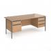 Contract 25 straight desk with 2 and 3 drawer pedestals and graphite H-Frame leg 1800mm x 800mm - beech top CH18S23-G-B