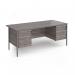 Contract 25 straight desk with 2 and 3 drawer pedestals and graphite H-Frame leg 1800mm x 800mm - grey oak top CH18S23-G-GO
