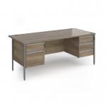 Contract 25 straight desk with 2 and 3 drawer pedestals and graphite H-Frame leg 1800mm x 800mm - Nebraska Oak Top CH18S23-G-NO