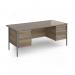 Contract 25 straight desk with 2 and 3 drawer pedestals and graphite H-Frame leg 1800mm x 800mm - Nebraska Oak Top CH18S23-G-NO