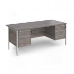 Contract 25 straight desk with 2 and 3 drawer pedestals and white H-Frame leg 1800mm x 800mm - grey oak top CH18S23-WH-GO