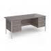 Contract 25 straight desk with 2 and 3 drawer pedestals and white H-Frame leg 1800mm x 800mm - grey oak top CH18S23-WH-GO