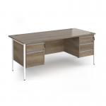Contract 25 straight desk with 2 and 3 drawer pedestals and white H-Frame leg 1800mm x 800mm - Nebraska Oak Top CH18S23-WH-NO