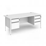 Contract 25 straight desk with 2 and 3 drawer pedestals and white H-Frame leg 1800mm x 800mm - white top CH18S23-WH-WH