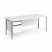 Contract 25 straight desk with 2 drawer pedestal and graphite H-Frame leg 1800mm x 800mm - white top CH18S2-G-WH