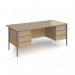 Contract 25 straight desk with 3 and 3 drawer pedestals and graphite H-Frame leg 1800mm x 800mm - kendal oak top CH18S33-G-KO
