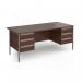 Contract 25 straight desk with 3 and 3 drawer pedestals and graphite H-Frame leg 1800mm x 800mm - walnut top CH18S33-G-W