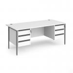 Contract 25 straight desk with 3 and 3 drawer pedestals and graphite H-Frame leg 1800mm x 800mm - white top CH18S33-G-WH