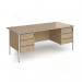 Contract 25 straight desk with 3 and 3 drawer pedestals and silver H-Frame leg 1800mm x 800mm - kendal oak top CH18S33-S-KO