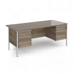Contract 25 straight desk with 3 and 3 drawer pedestals and silver H-Frame leg 1800mm x 800mm - Nebraska Oak Top CH18S33-S-NO