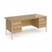 Contract 25 straight desk with 3 and 3 drawer pedestals and silver H-Frame leg 1800mm x 800mm - oak top CH18S33-S-O