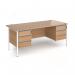 Contract 25 straight desk with 3 and 3 drawer pedestals and white H-Frame leg 1800mm x 800mm - beech top CH18S33-WH-B