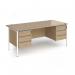 Contract 25 straight desk with 3 and 3 drawer pedestals and white H-Frame leg 1800mm x 800mm - kendal oak top CH18S33-WH-KO