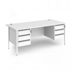Contract 25 straight desk with 3 and 3 drawer pedestals and white H-Frame leg 1800mm x 800mm - white top CH18S33-WH-WH