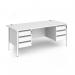 Contract 25 straight desk with 3 and 3 drawer pedestals and white H-Frame leg 1800mm x 800mm - white top CH18S33-WH-WH